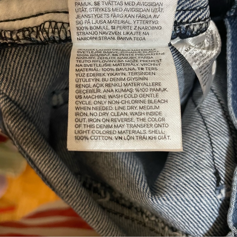 H&M Edition Blue Denim Wide Leg Jeans with Black Wax Coating – Size 4 Like New - Picture 15 of 16